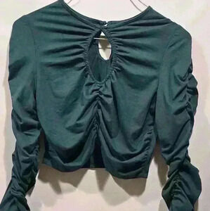Julia by Love J Top Teal Bunched Cutout, Crop Top  Size M